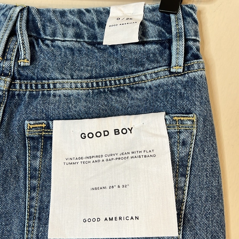 Good American Good Boy Vintage Curvy Jean side slit blue 941 NWT - Picture 7 of 7